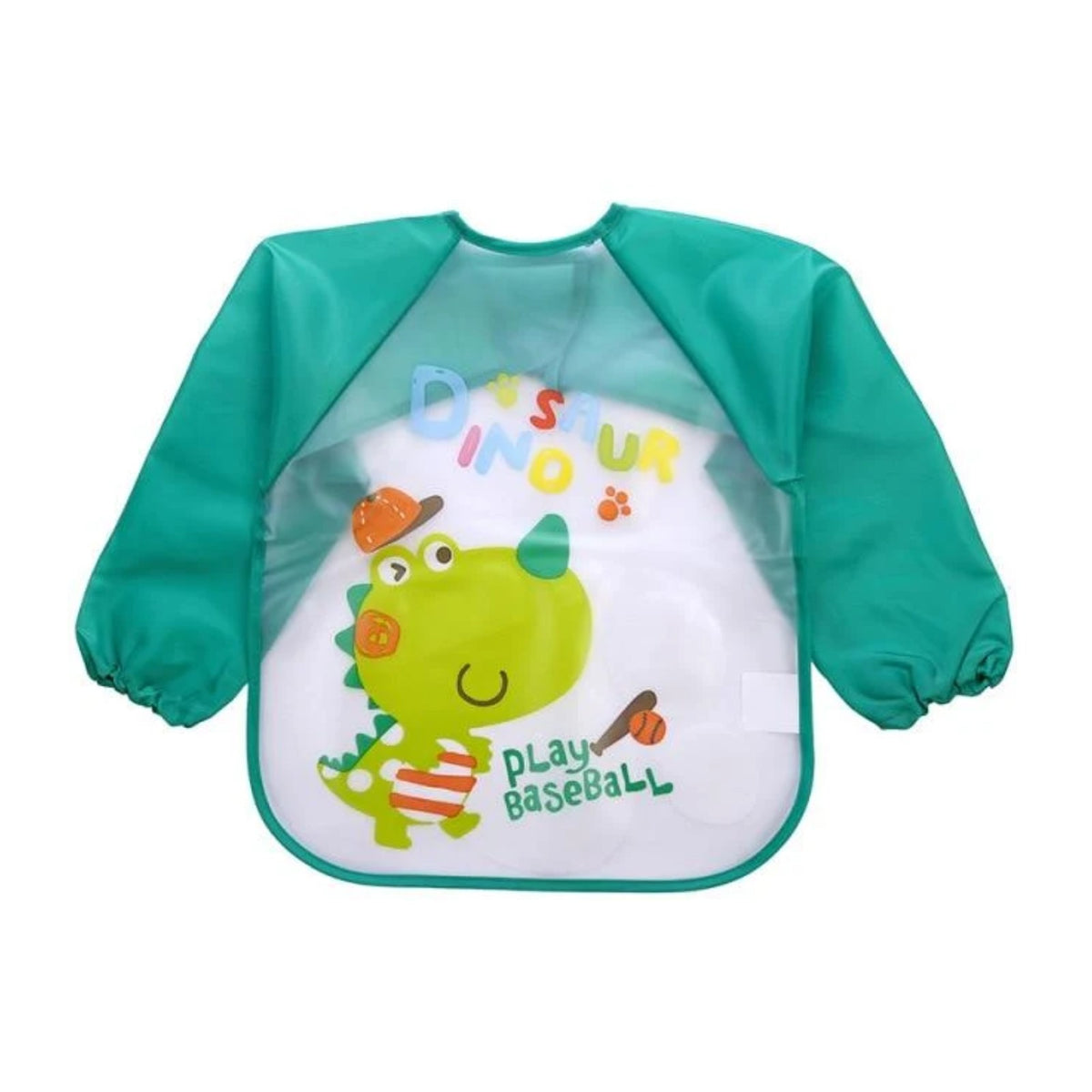 Babyschürze mit langen Ärmeln, Grün, Dinosaurier