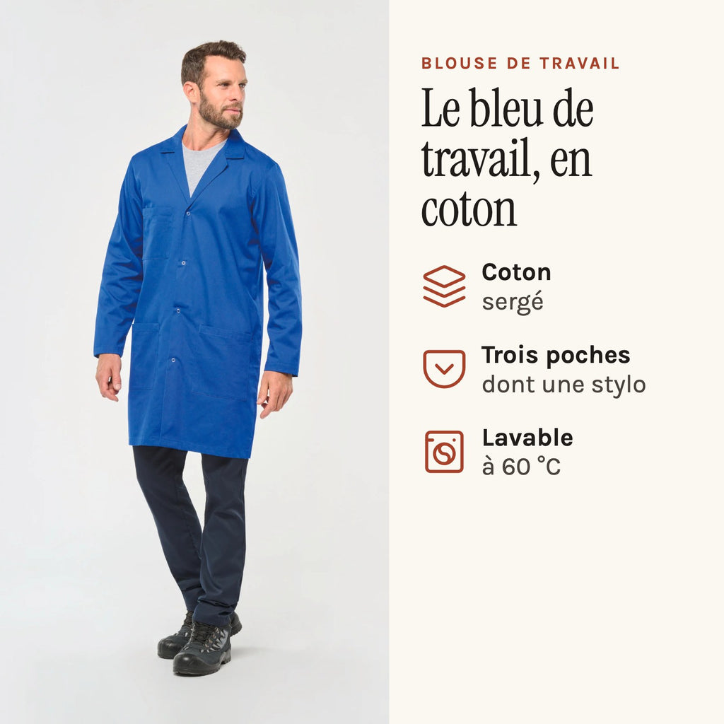 Arbeitskittel Blau, Royalblau, getragen