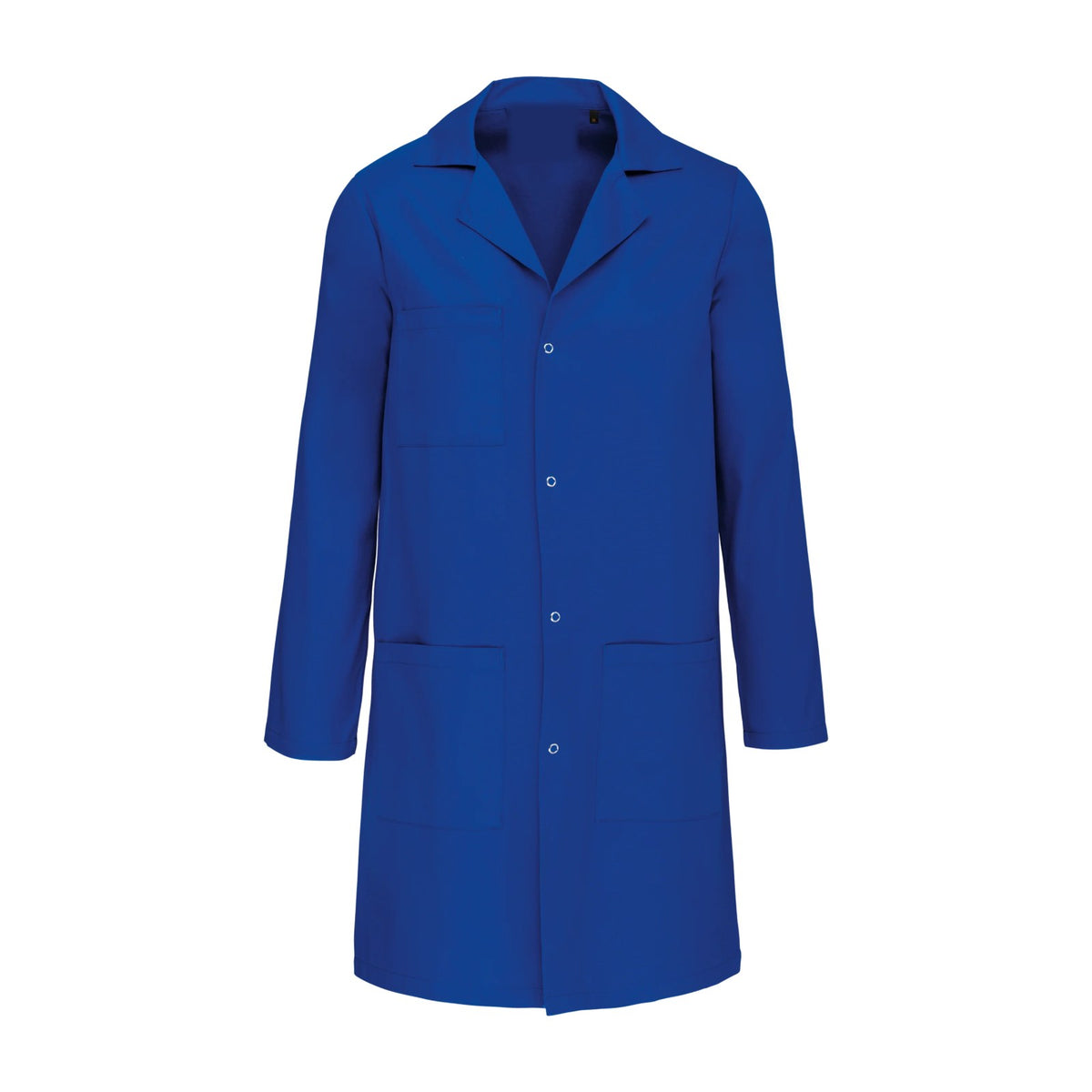 Arbeitskittel Blau, Royalblau, Vorderansicht
