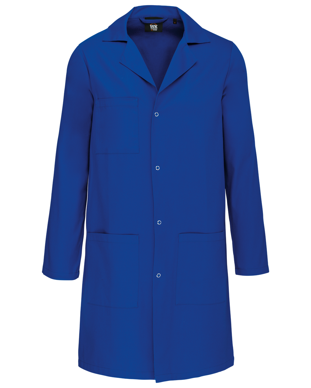 Blouse bleu de travail, bleu roi, de face