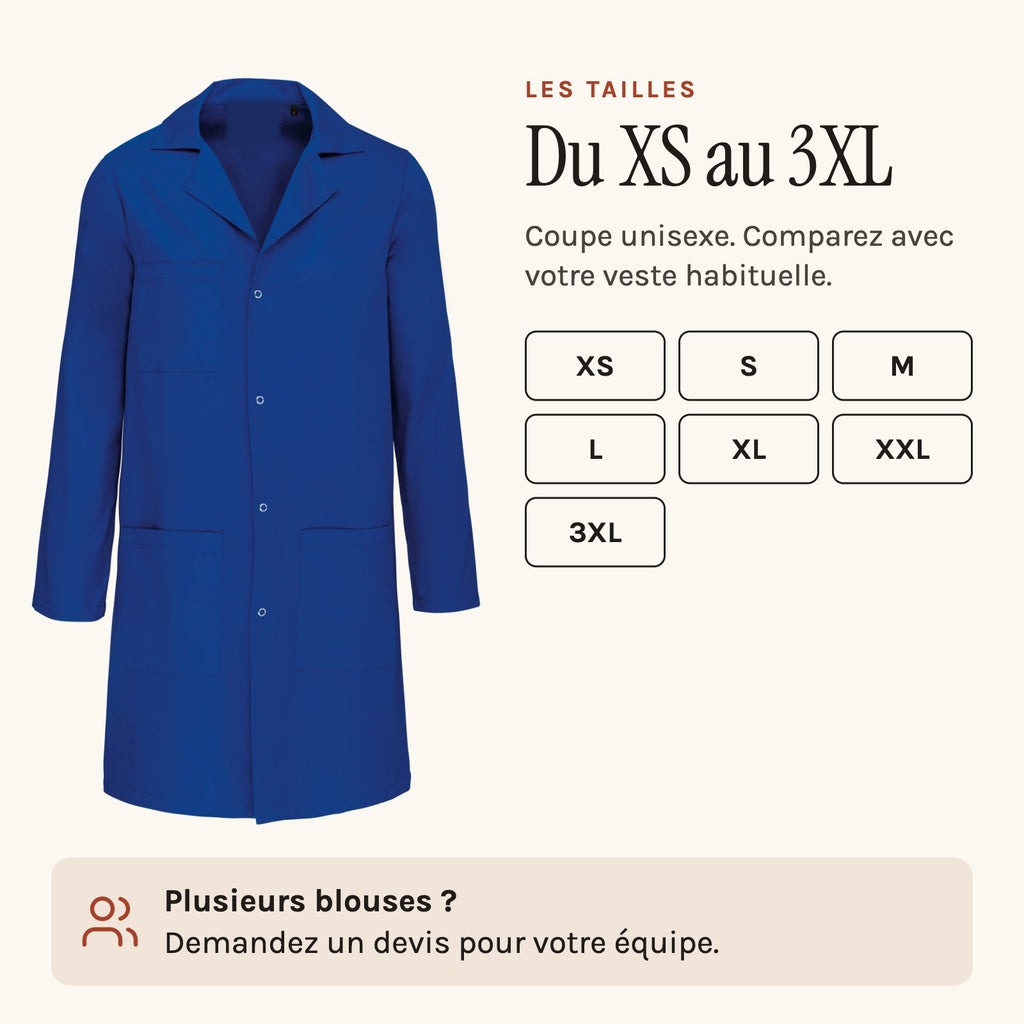 Arbeitskittel Blau, Größen von XS bis 3XL