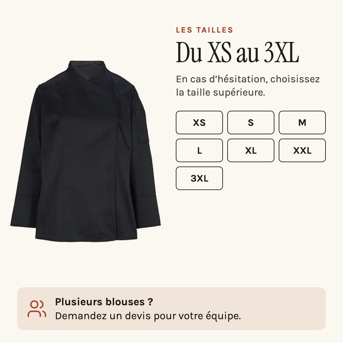 Kochjacke Damen, Größen von XS bis 3XL