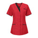 Two-tone V-neck beauty tunic, red, tunic only