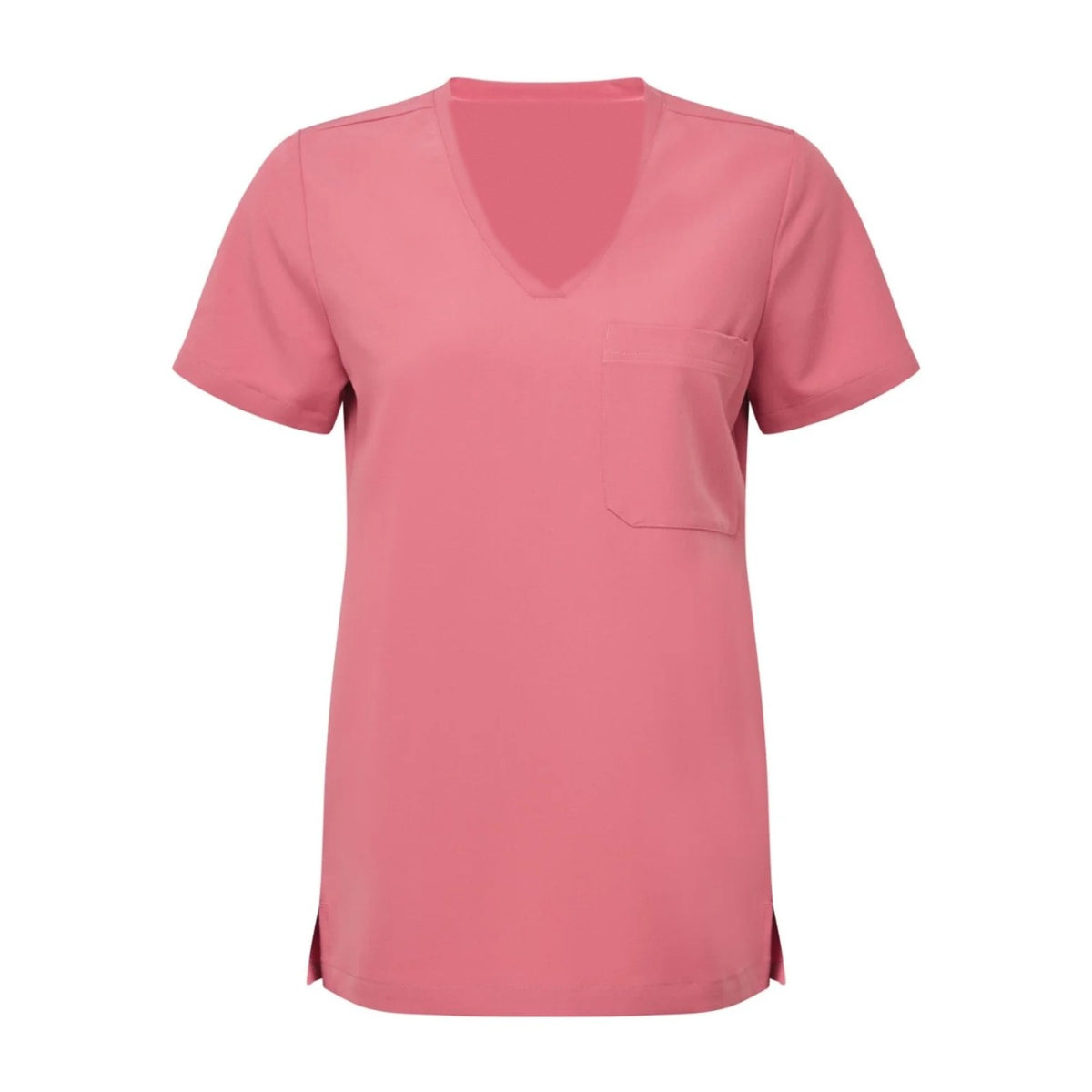 Arbeitskittel Damen mit V-Ausschnitt, Rosa, Vorderansicht