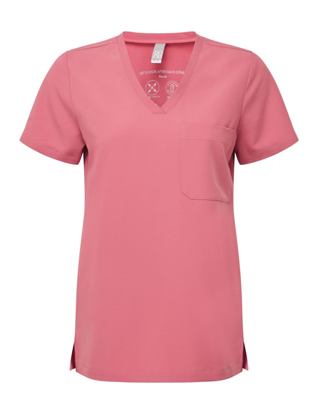 Blouse femme de travail col V, rose, de face