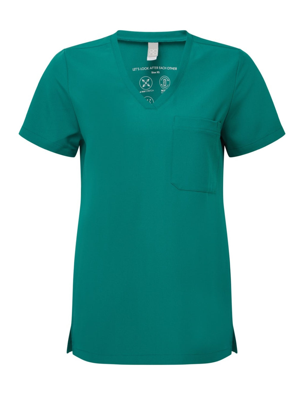 Blouse femme de travail col V, vert, de face