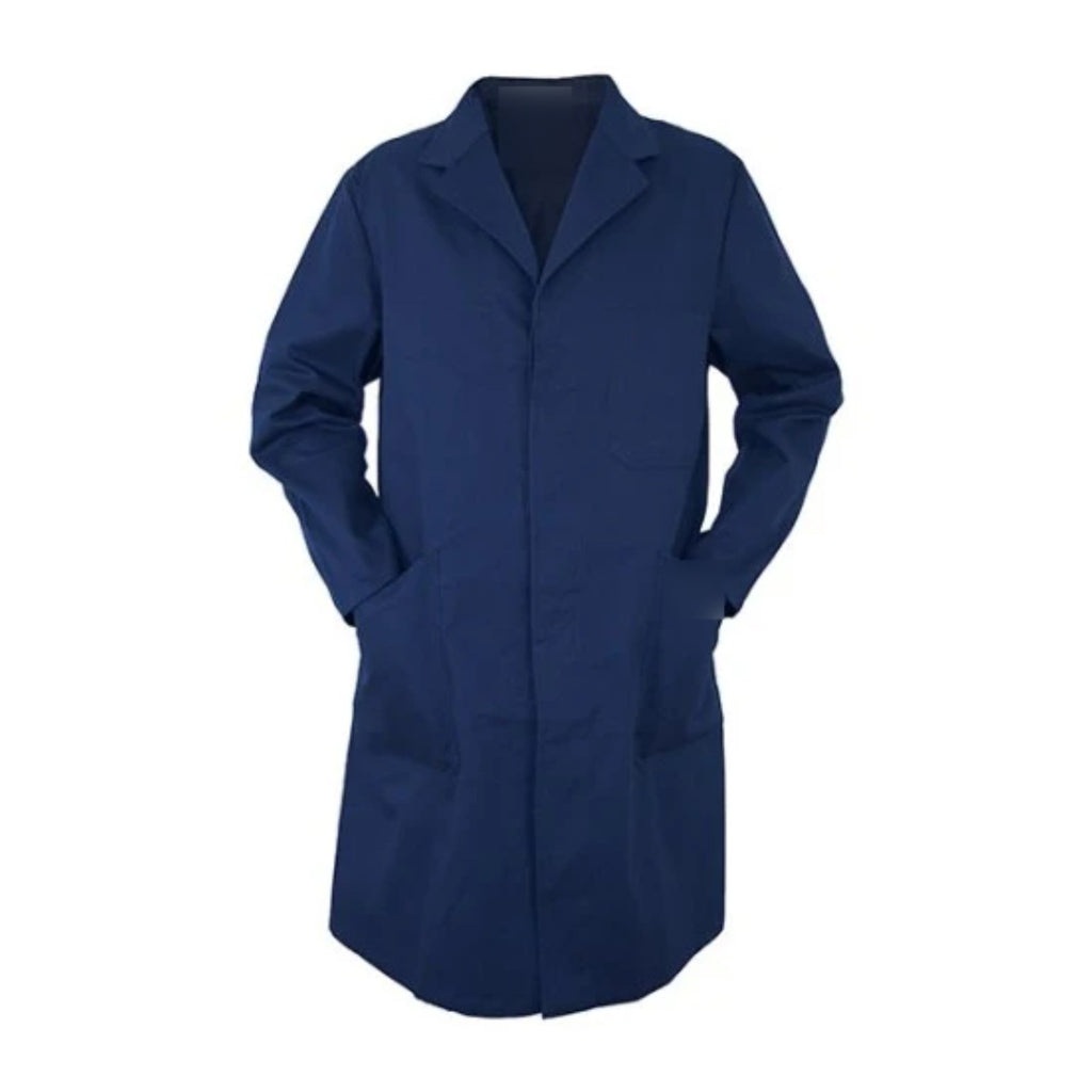 Blouse homme en coton épais, bleu marine, de face