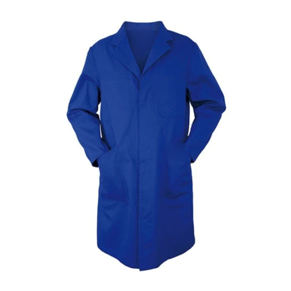Blouse homme en coton épais, bleu roi, de face