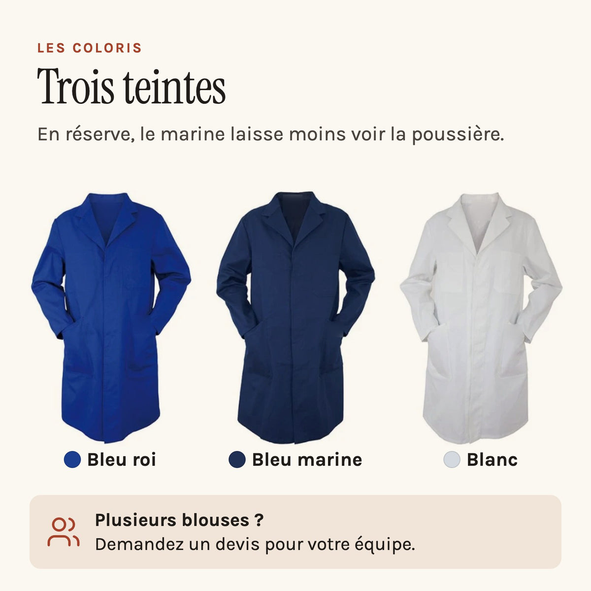 Blouse homme en coton épais, les trois coloris