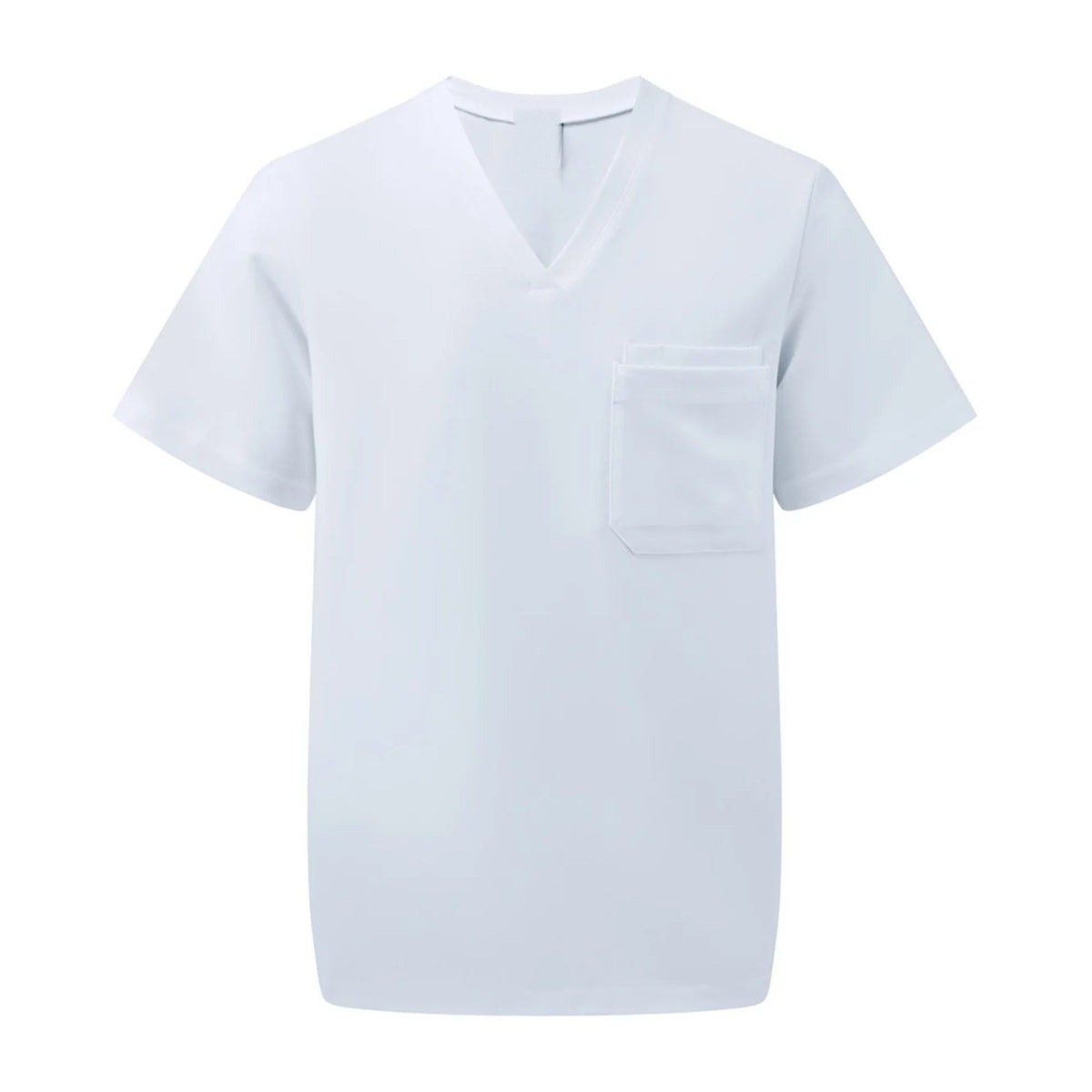 Men's V-neck medical tunic, white, front view