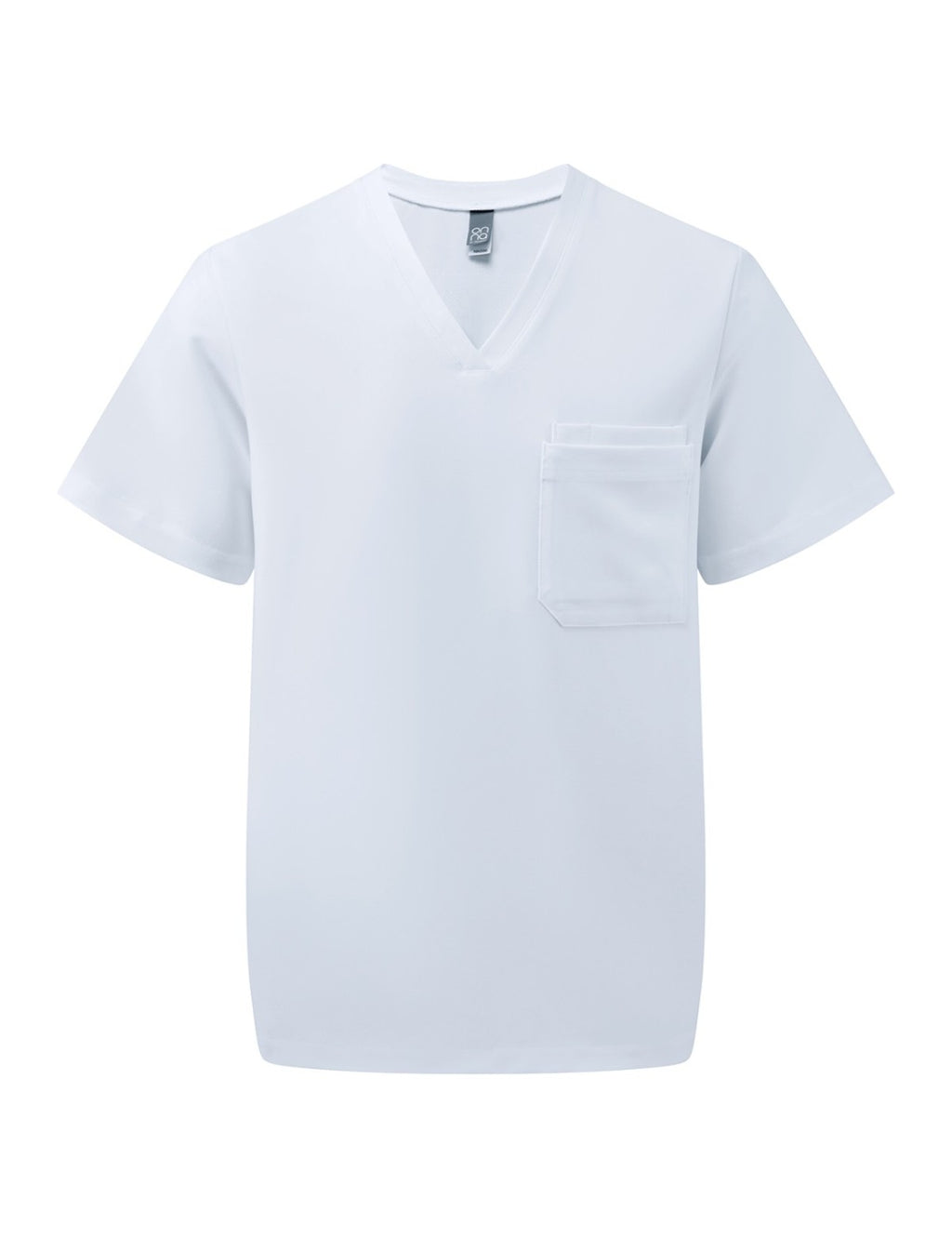 Blouse médicale homme col V, blanc, de face