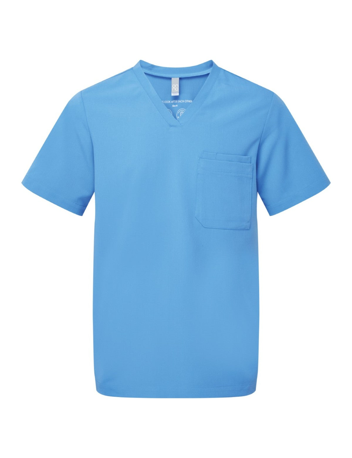 Blouse médicale homme col V, bleu ciel, de face