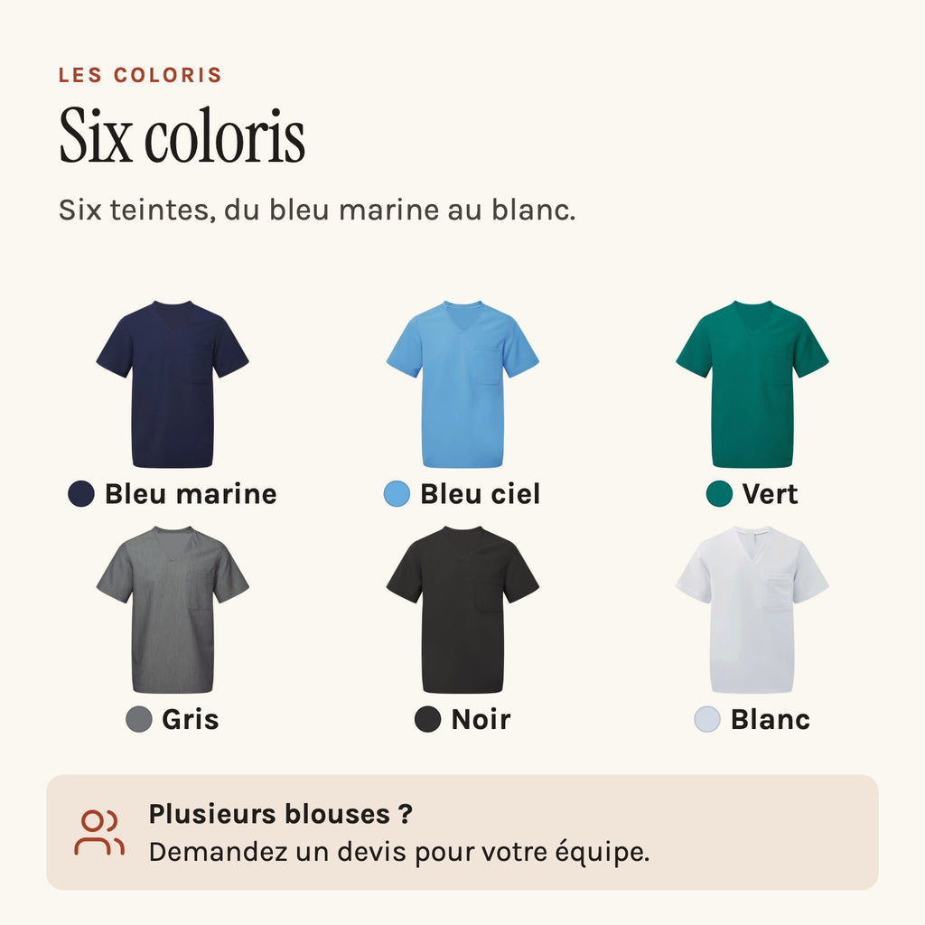 Men's V-neck medical tunic, the colours