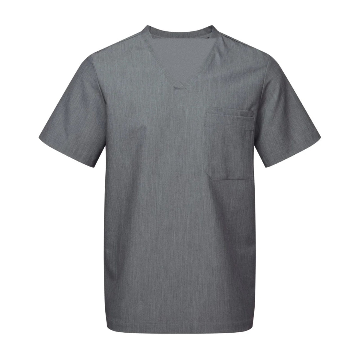 Men's V-neck medical tunic, grey, front view