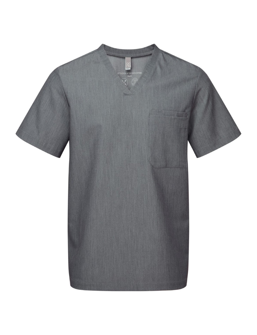 Blouse médicale homme col V, gris, de face
