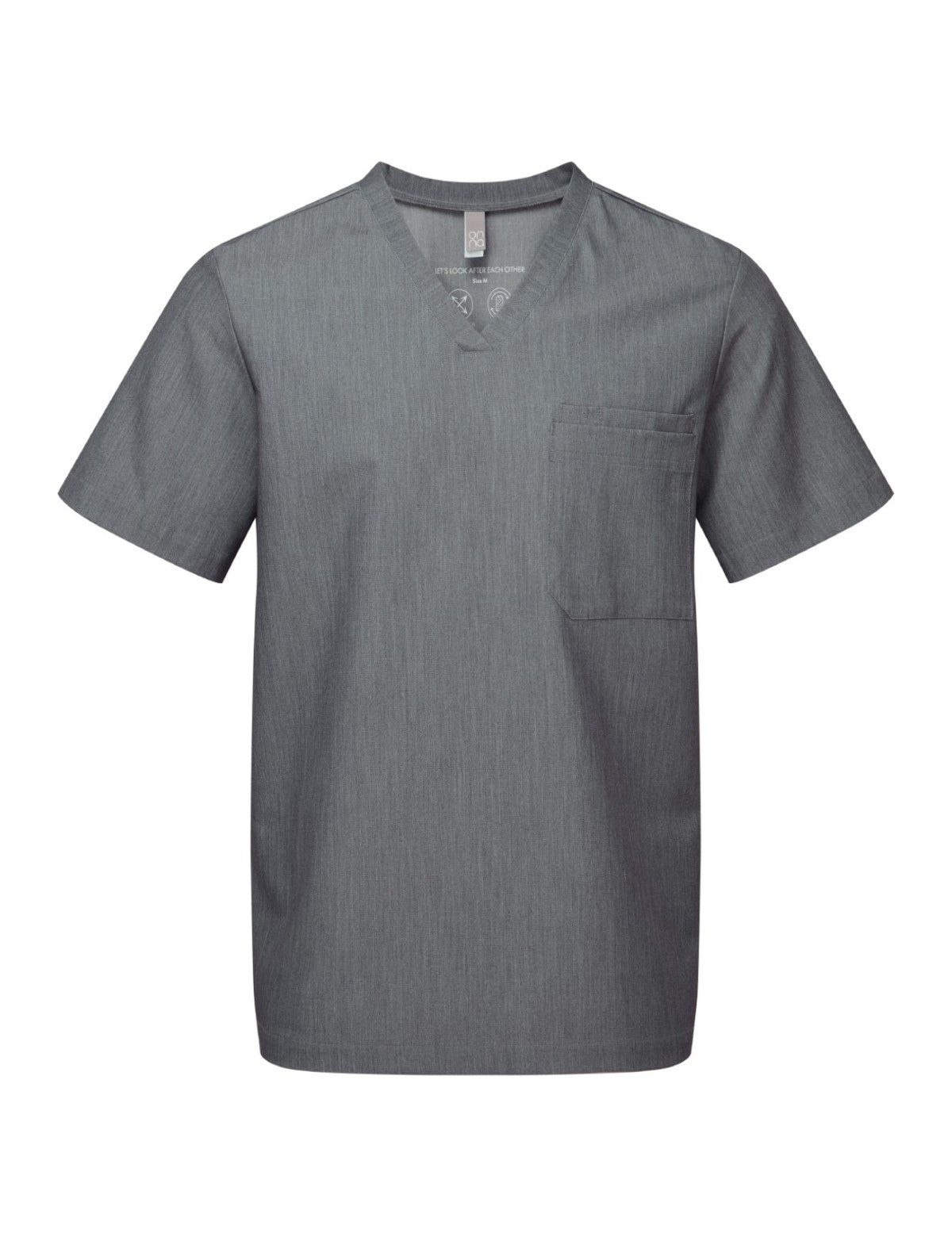 Blouse médicale homme col V, gris, de face