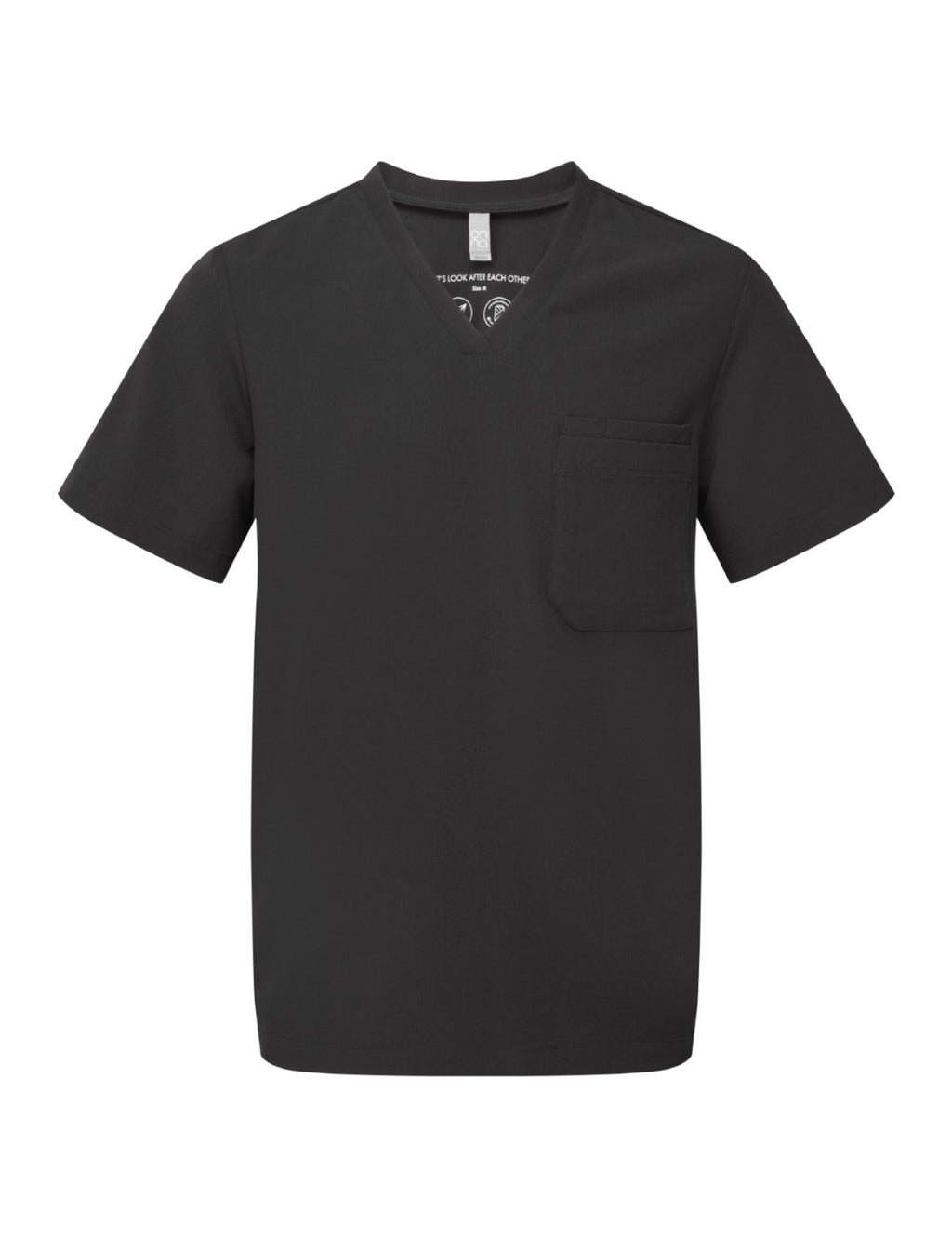 Blouse médicale homme col V, noir, de face