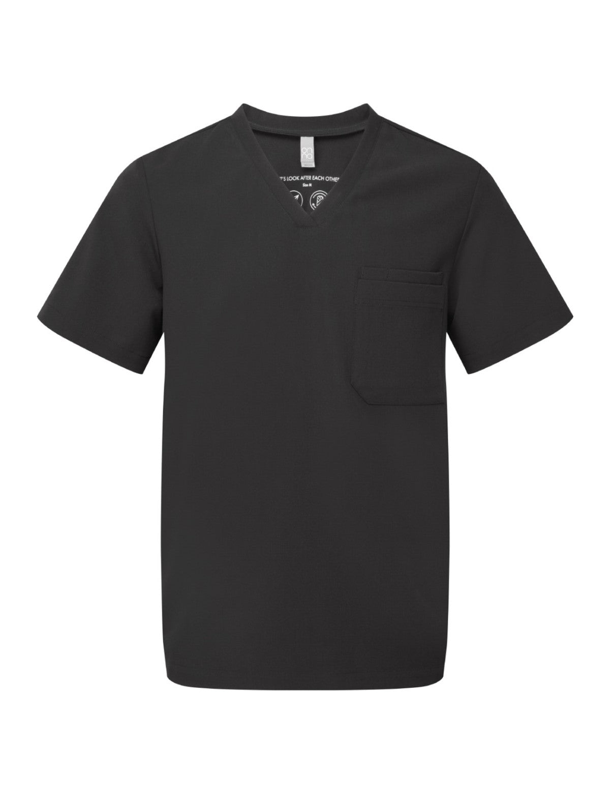 Blouse médicale homme col V, noir, de face