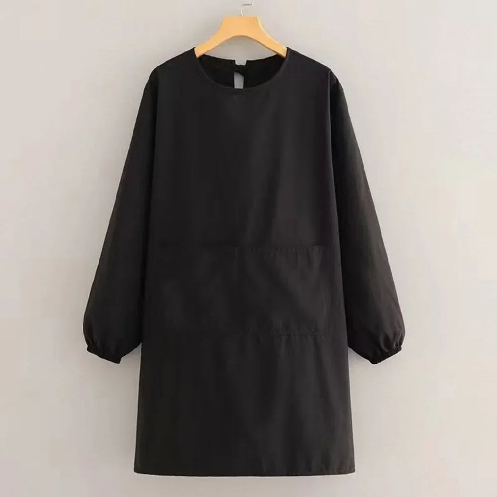 Blouse peintre à manches longues, nouée dans le dos, noir, sur cintre