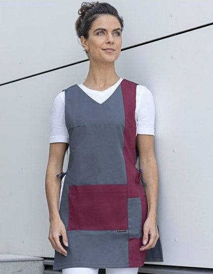 Blouse de Ménage, anthracite et bordeaux, photo portée