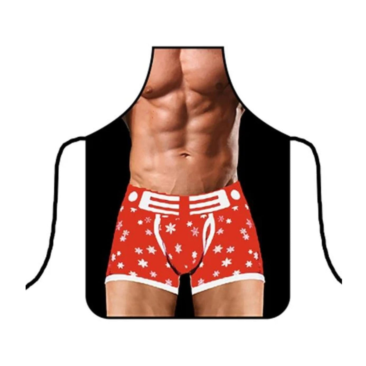 Tablier de cuisine homme nu, boxer rouge étoilé