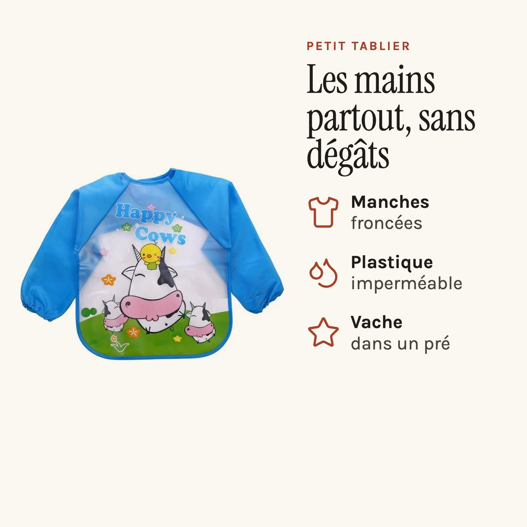 Petit tablier bleu à manches, plastique imperméable