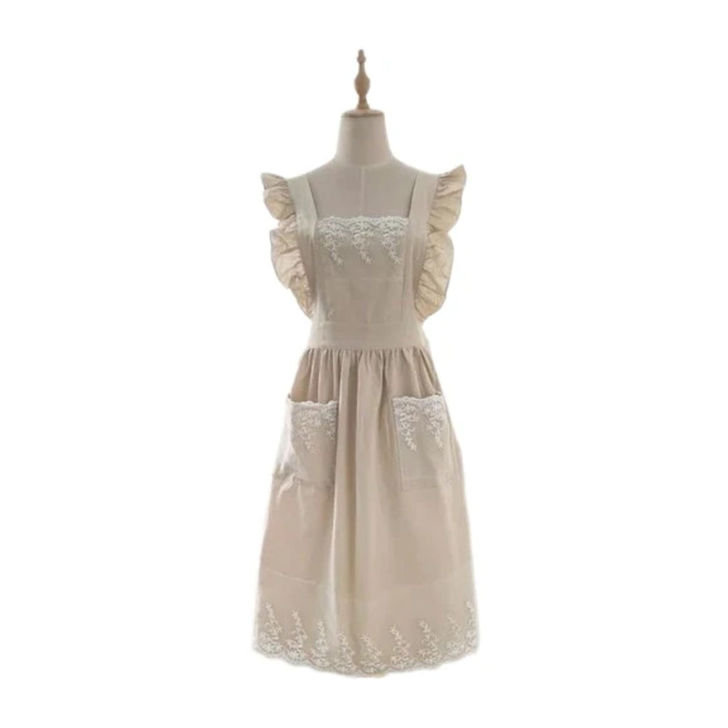 Schürzenkleid aus Spitze, Weiß