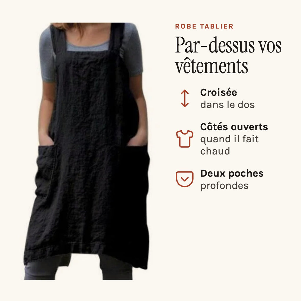 Japanisches Schürzenkleid, Schwarz, getragen