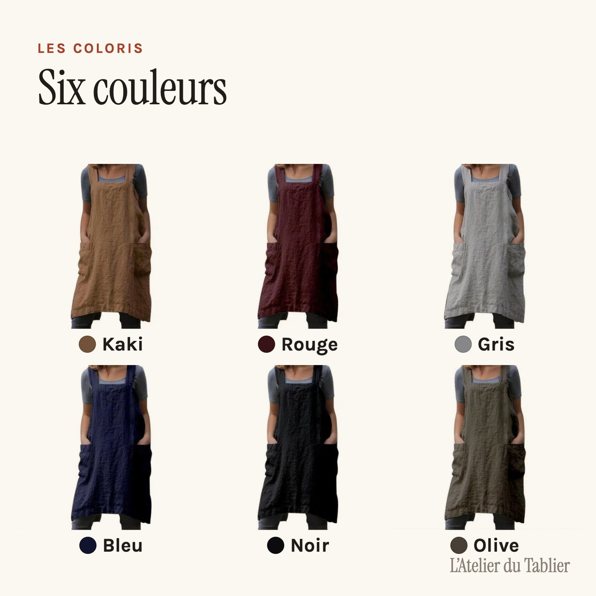 Japanisches Schürzenkleid, die sechs Farben