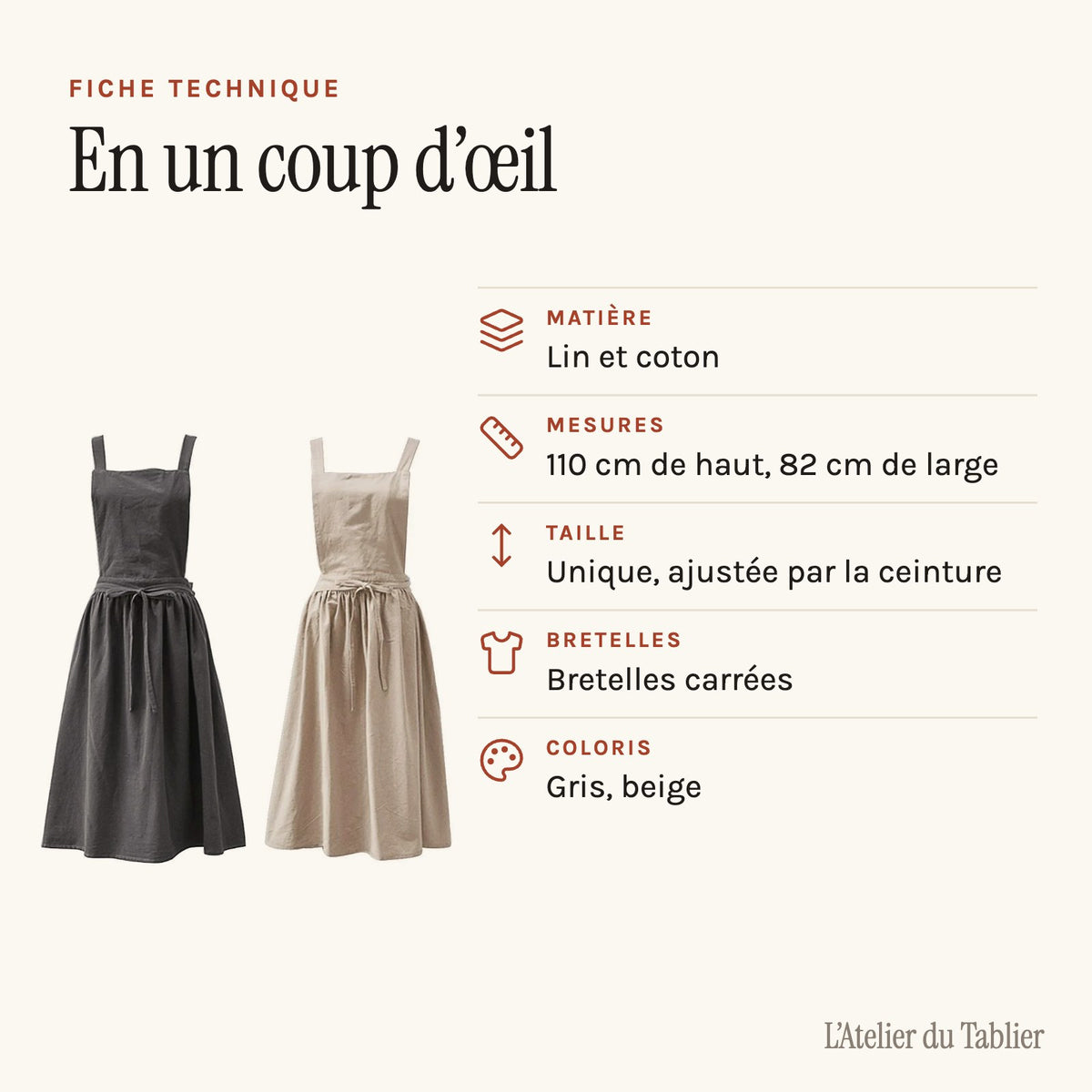 Japanisches Schürzenkleid mit Gürtel, technisches Datenblatt