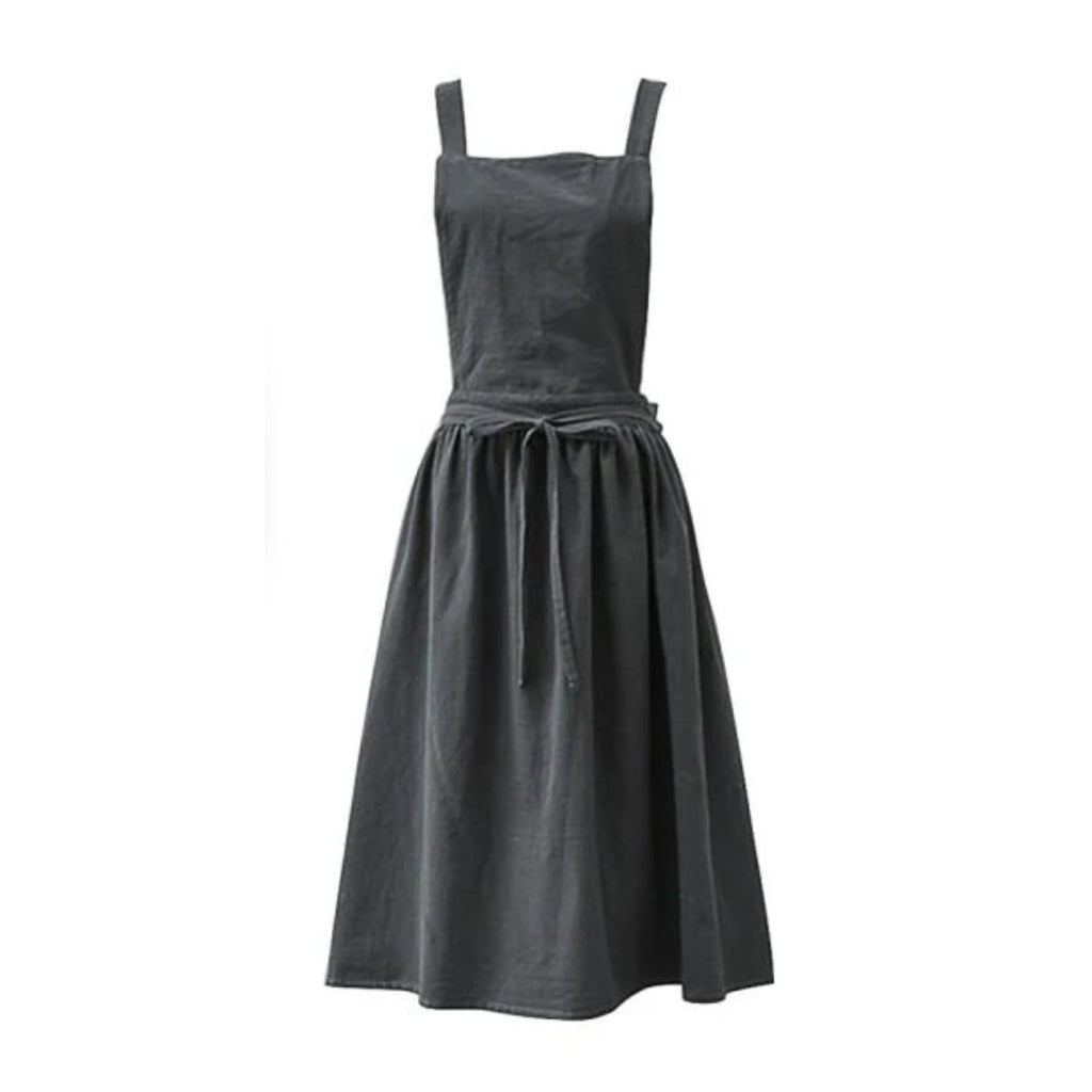 Japanisches Schürzenkleid mit Gürtel, Grau