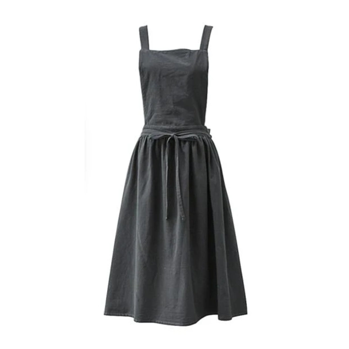 Japanisches Schürzenkleid mit Gürtel, Grau