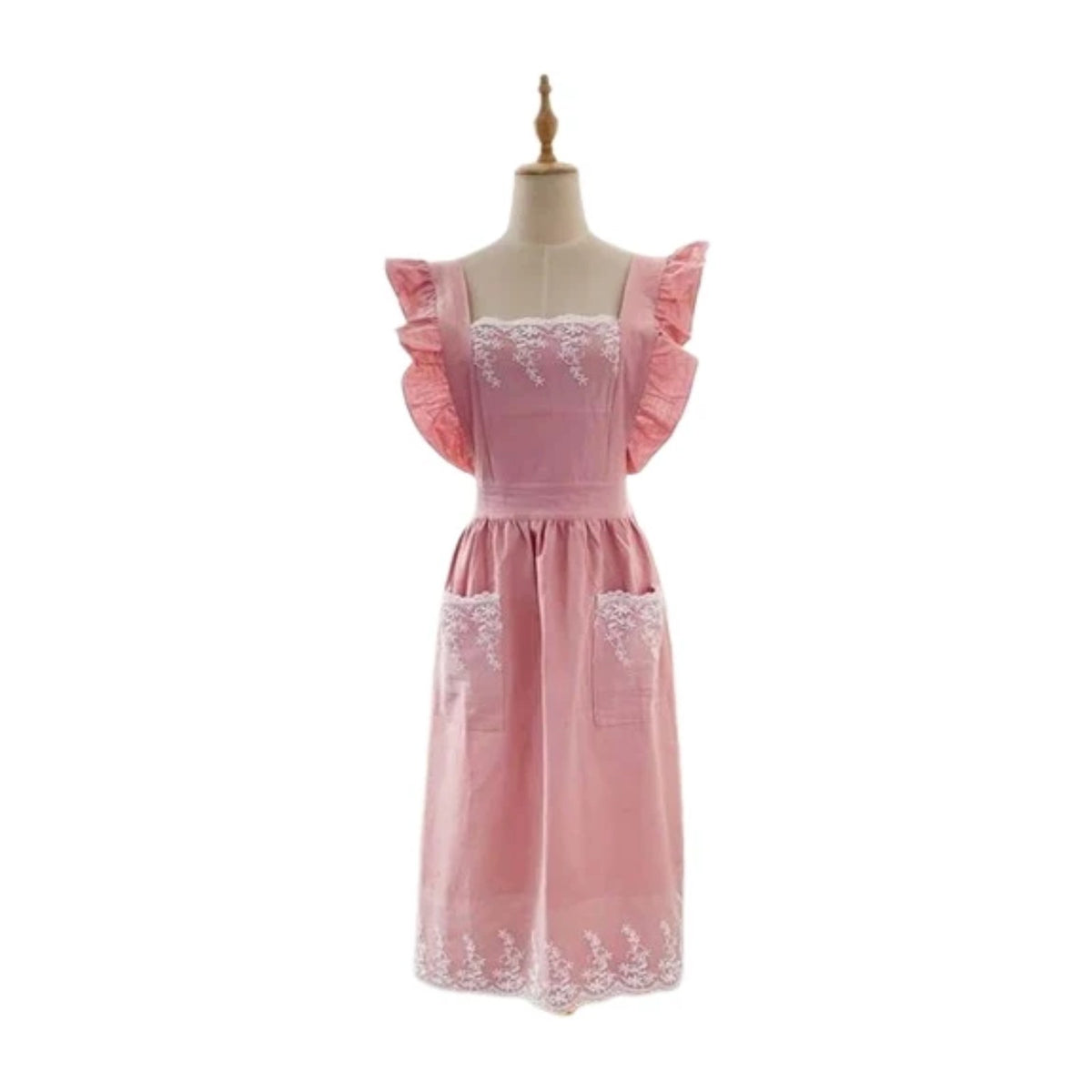 Schürzenkleid aus Spitze, Rosa