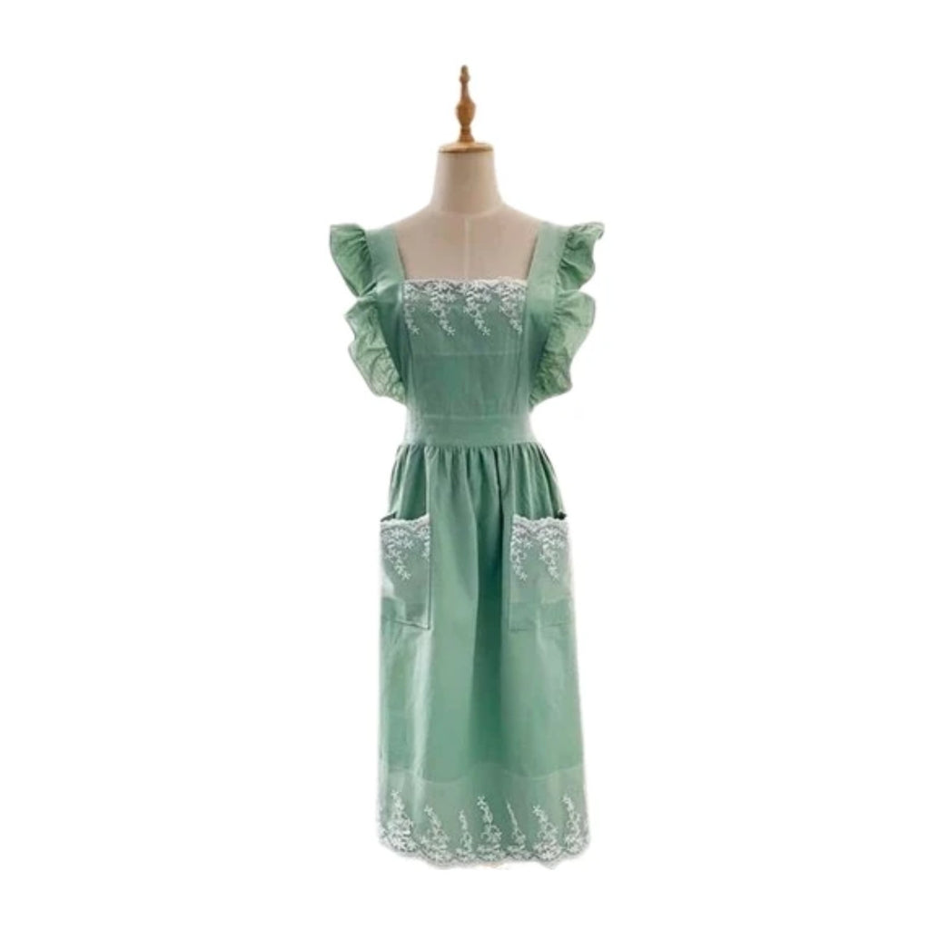 Schürzenkleid aus Spitze, Grün