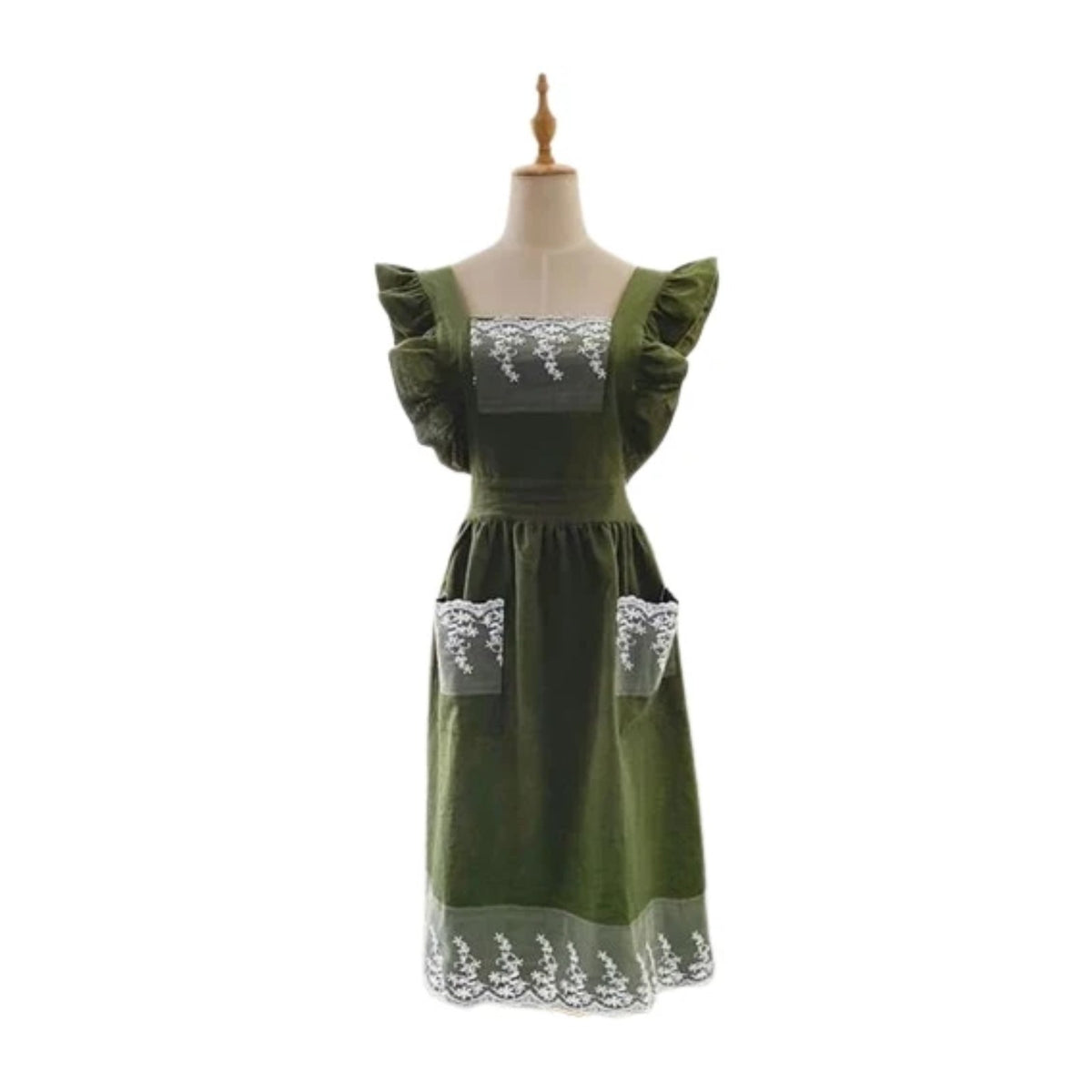Schürzenkleid aus Spitze, Dunkelgrün