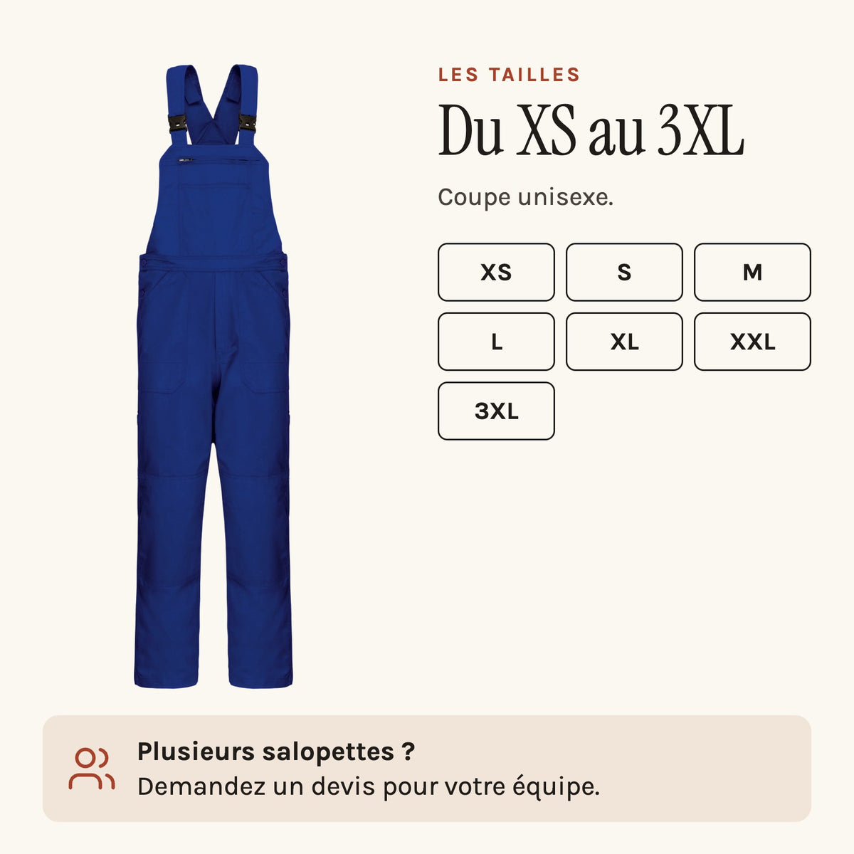 Arbeitslatzhose Blau, die Größen