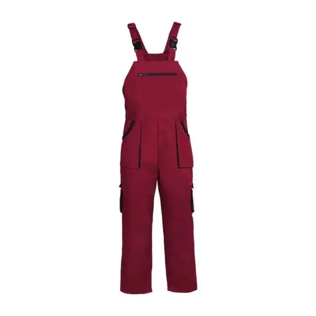 Salopette rouge bordeaux à poches sur les cuisses, du S au 4XL, bordeaux, de face