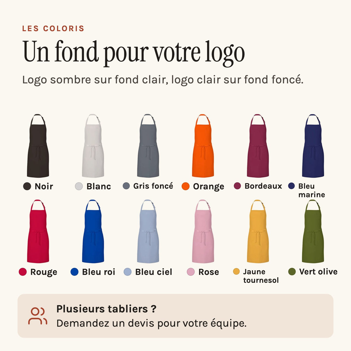Tablier à Personnaliser, les coloris