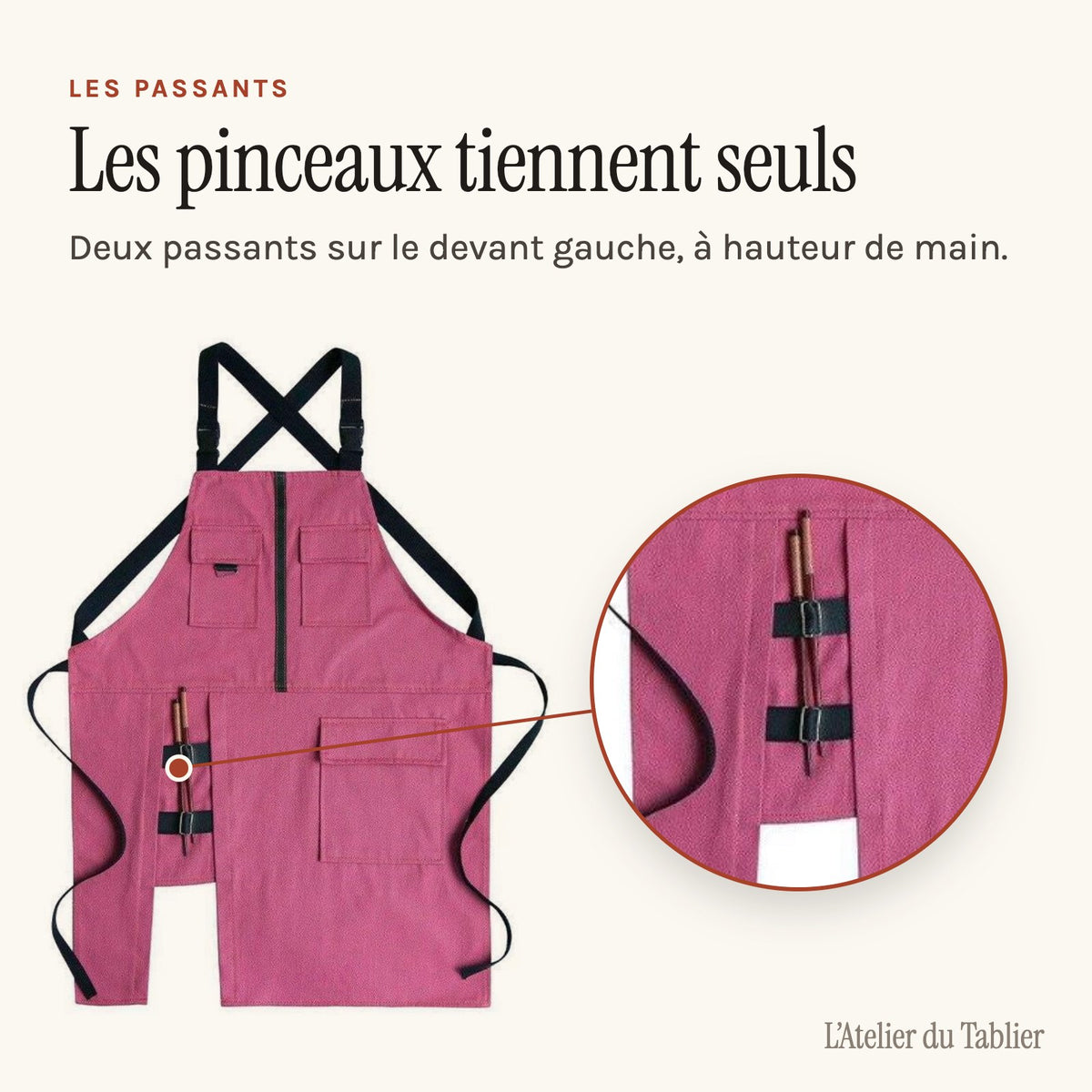 Tablier Artiste Peintre, passants à pinceaux