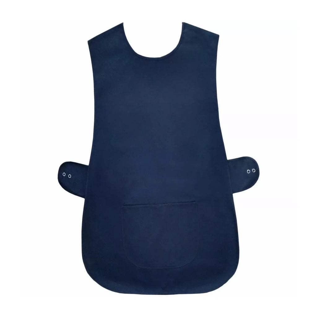 Tablier chasuble ATSEM, à enfiler sans passer par la tête, bleu marine, à plat
