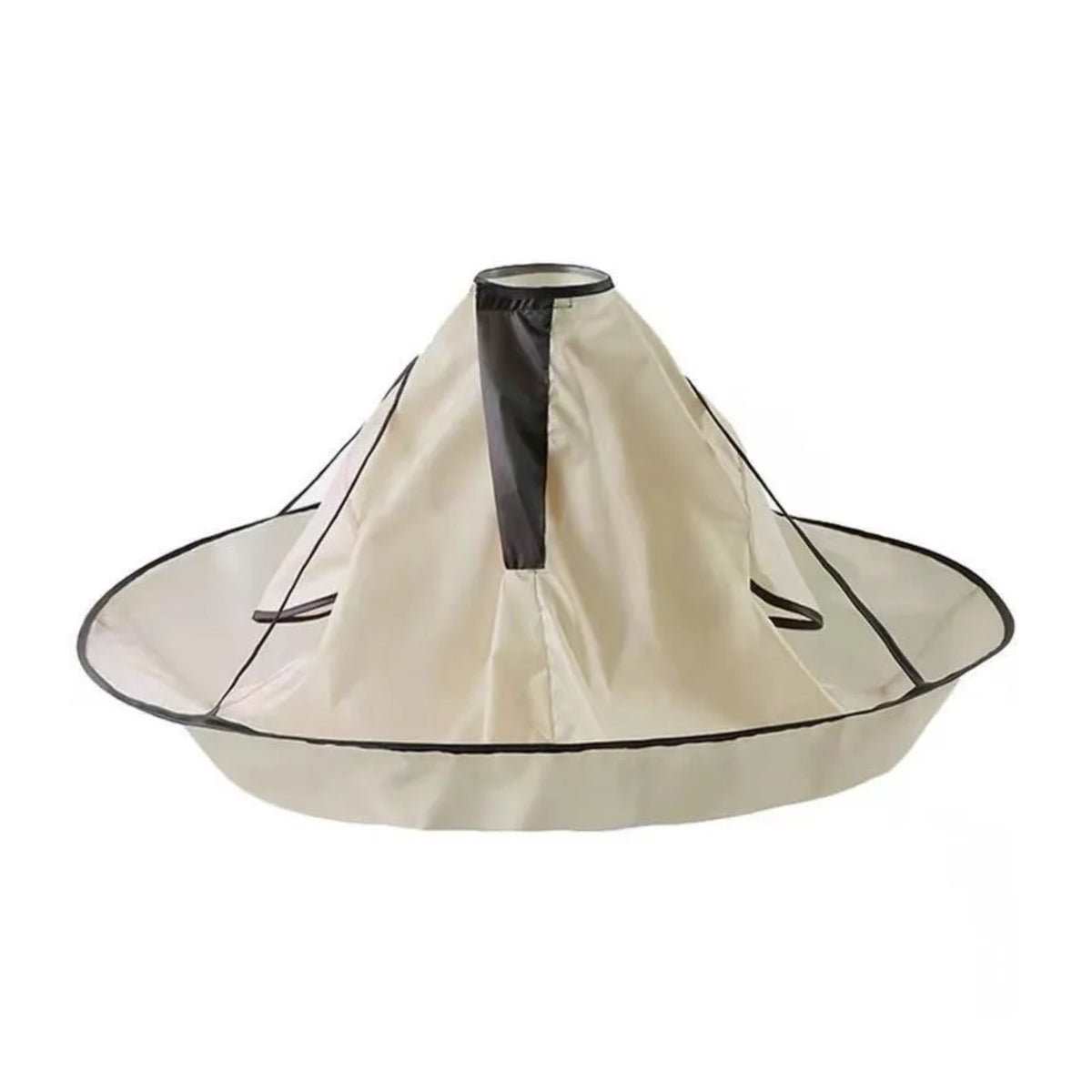 Tablier barbe en cape parapluie, à enfiler par la tête, beige, déplié