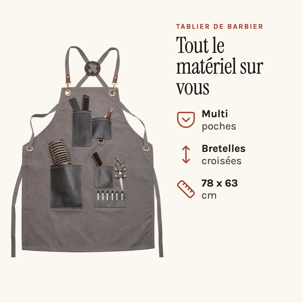Barbierschürze mit Taschen, Grau