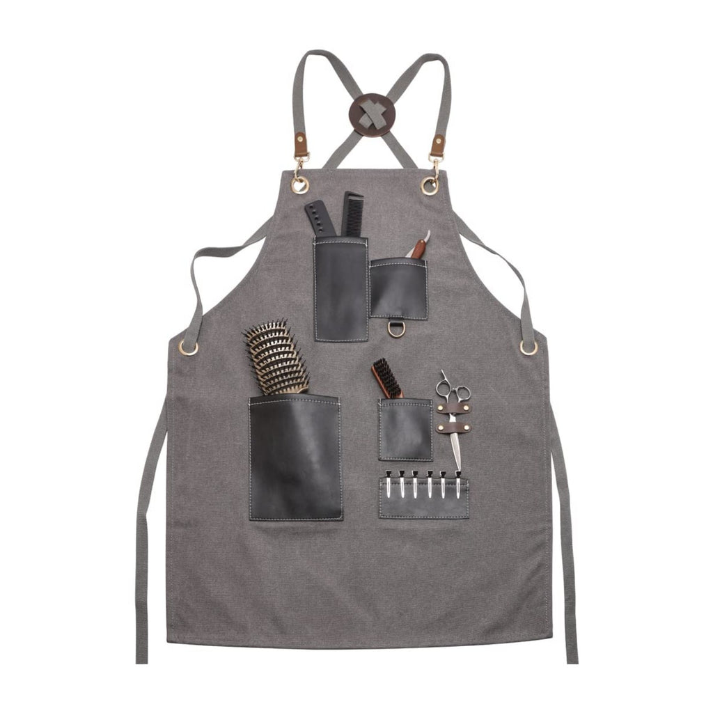 Barbierschürze mit Taschen, Grau