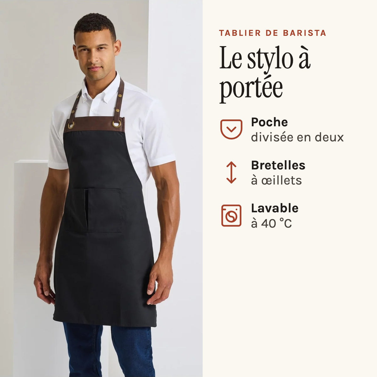 Barista-Schürze, im Einsatz getragen