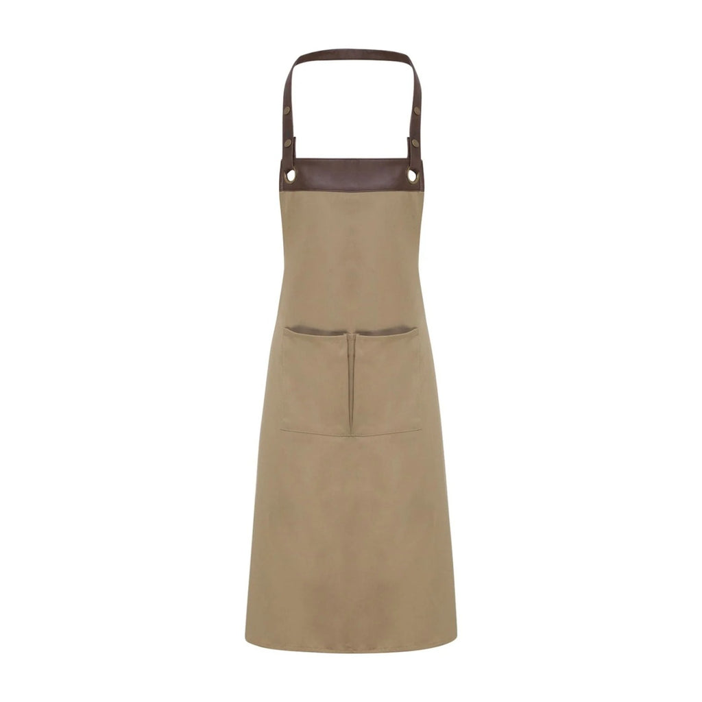 Barista-Schürze, Khaki und Braun, Vorderansicht