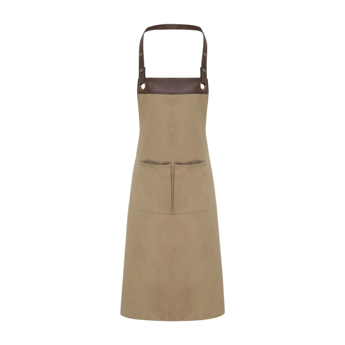 Barista-Schürze, Khaki und Braun, Vorderansicht