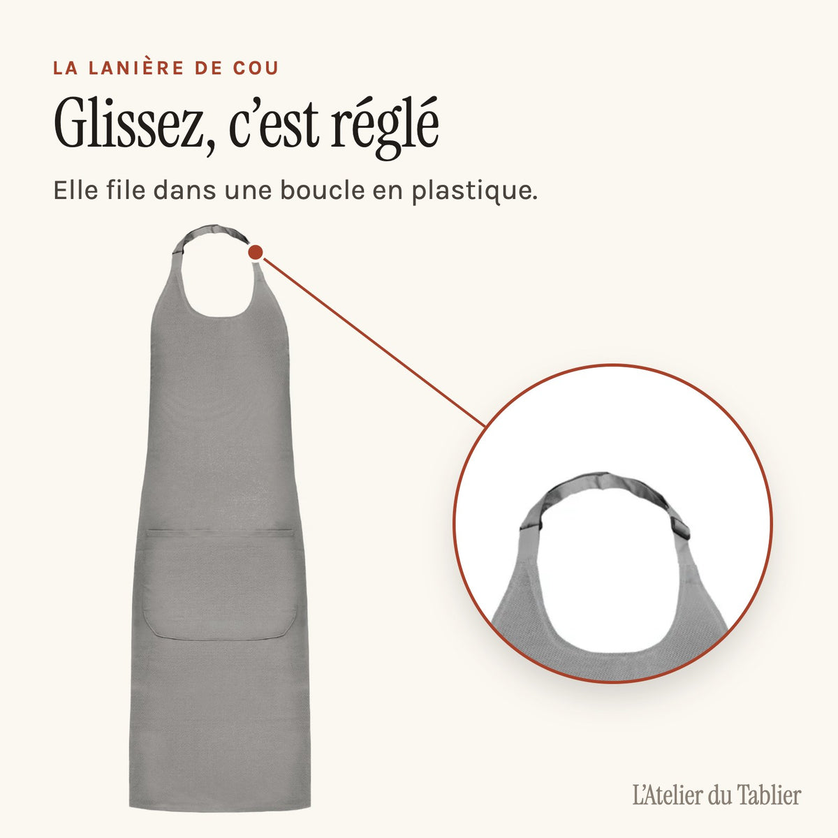 Latzschürze, Halsband mit Schnalle verstellbar