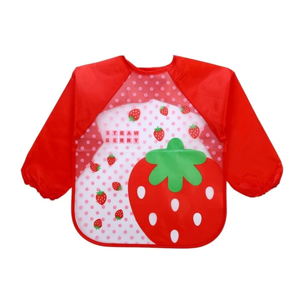 Tablier bavoir à manches longues, motif fraise