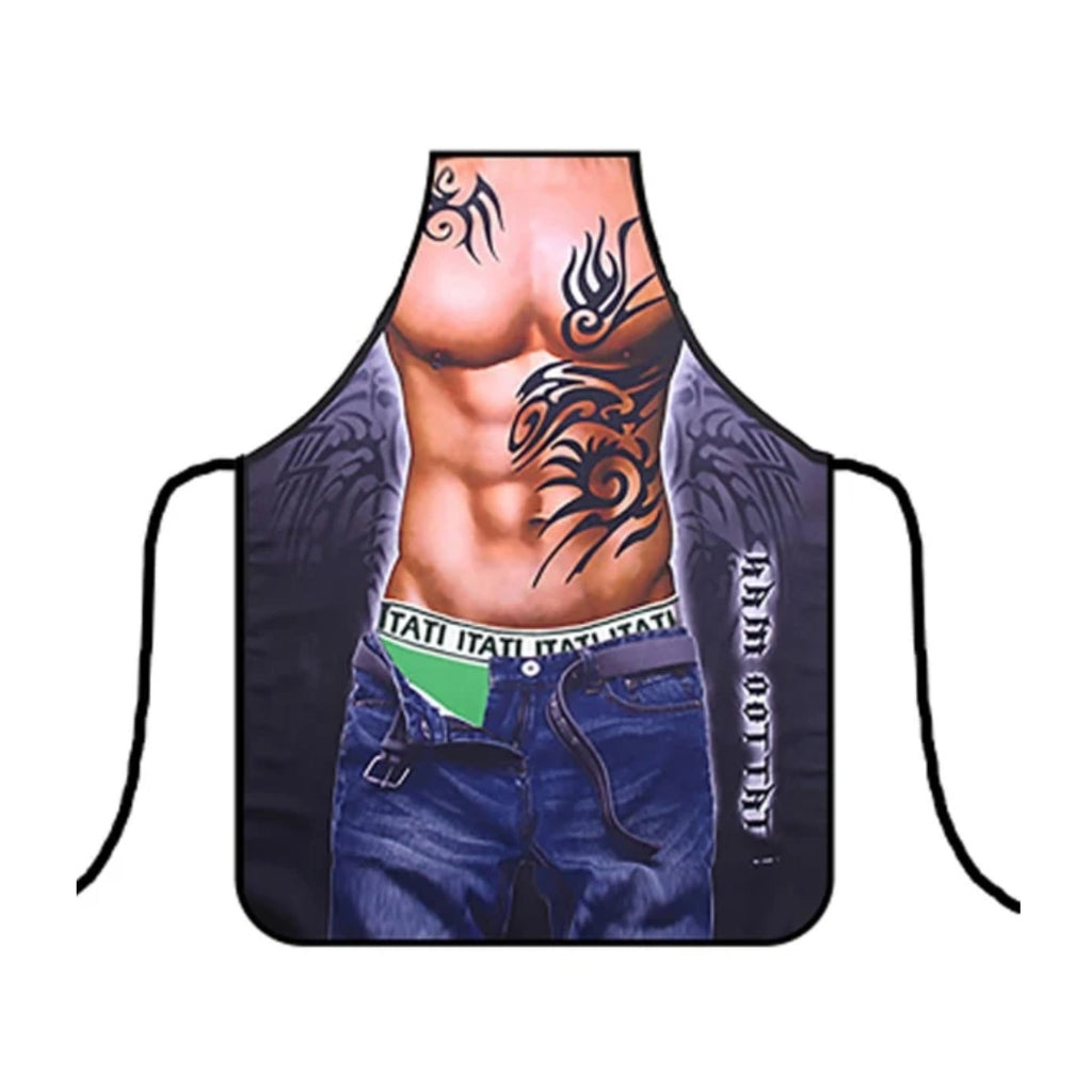 Lustige Schürze Proll, Tribal-Tattoos und heruntergezogene Jeans