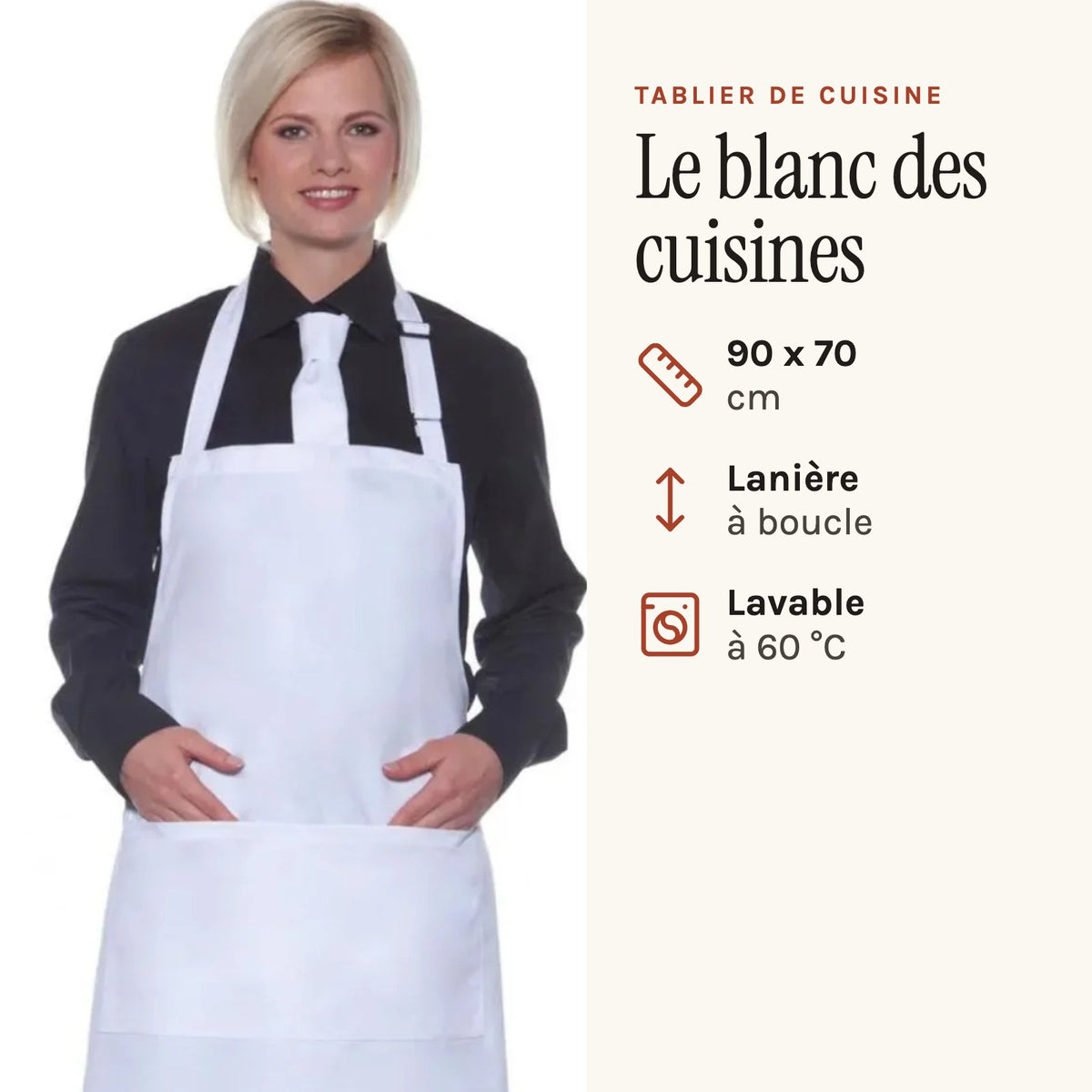Tablier de Cuisine Blanc, les points forts